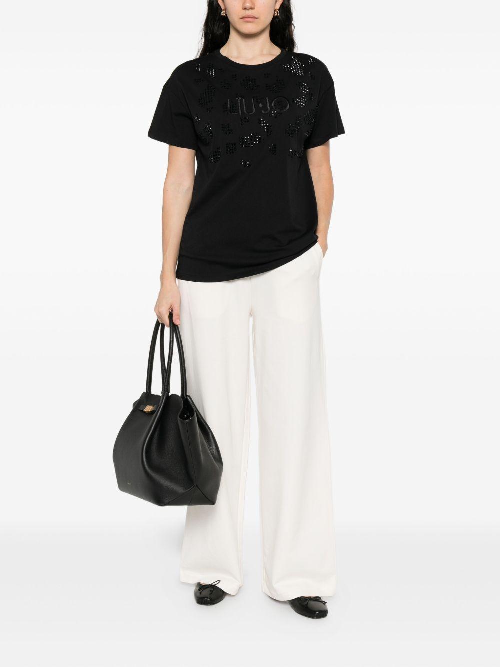 LIUJO T-shirt con strass e logo 