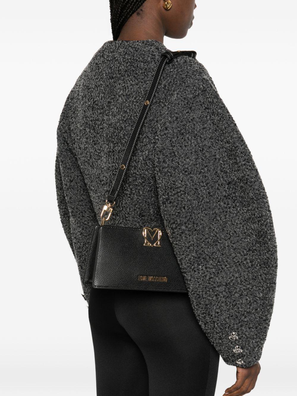 LOVE MOSCHINO Borsa a spalla nera in ecopelle con placca logo dorato 