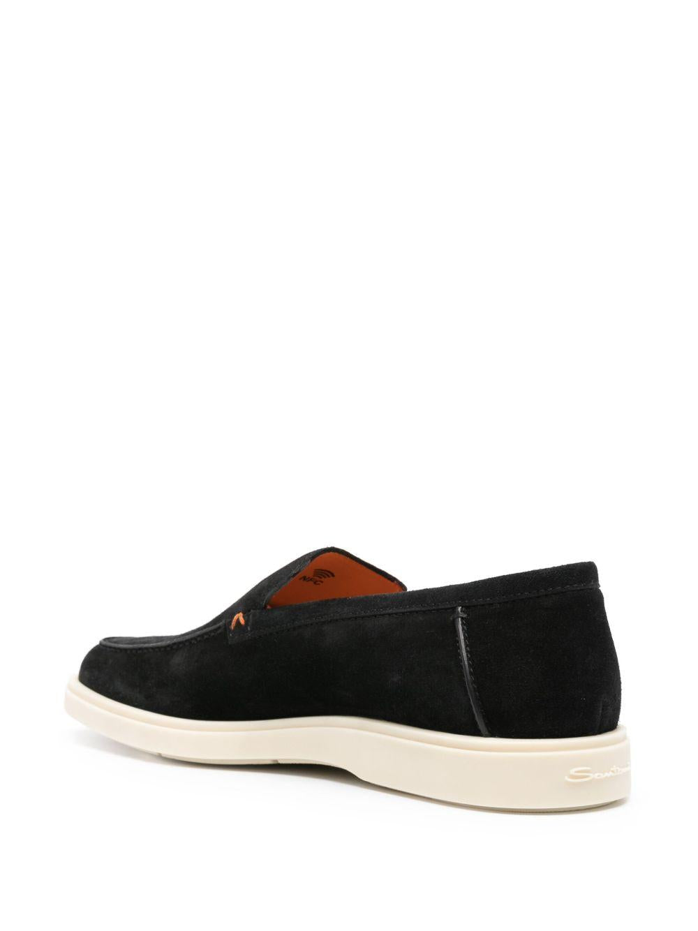SANTONI Mocassini neri scamosciati 