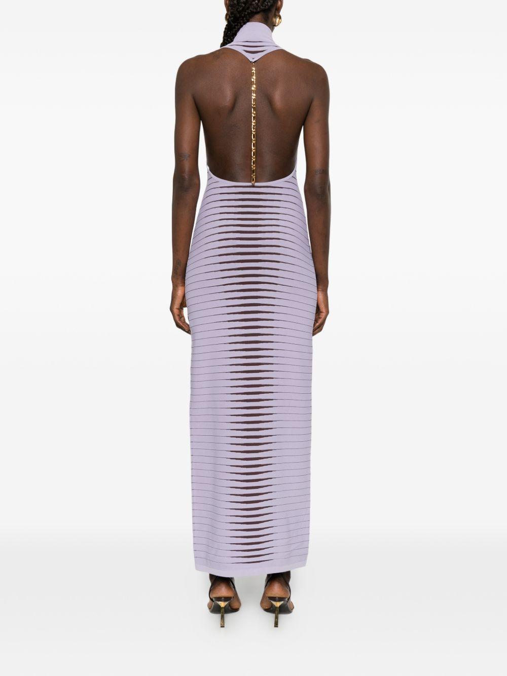 ELISABETTA FRANCHI Abito lungo in maglia con zebra jacquard 