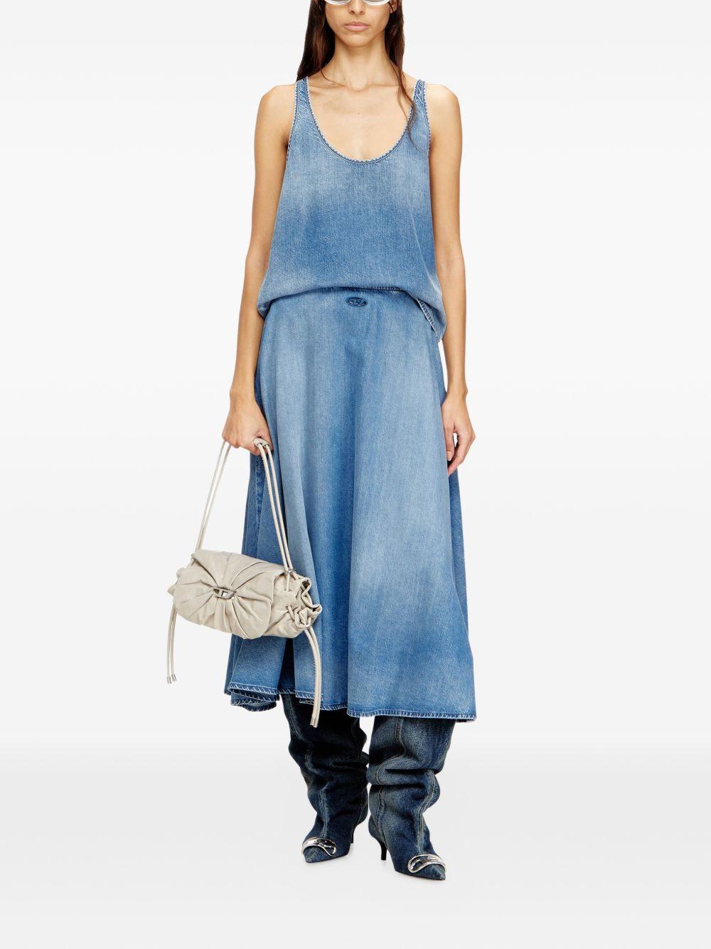 DIESEL Top smanicato con scollo tondo in cotone azzurro 