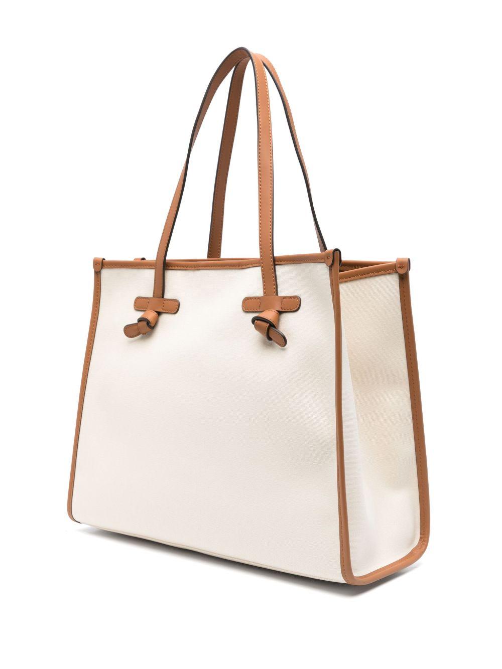 GIANNI CHIARINI Borsa shopping Marcella in cotone bianco 