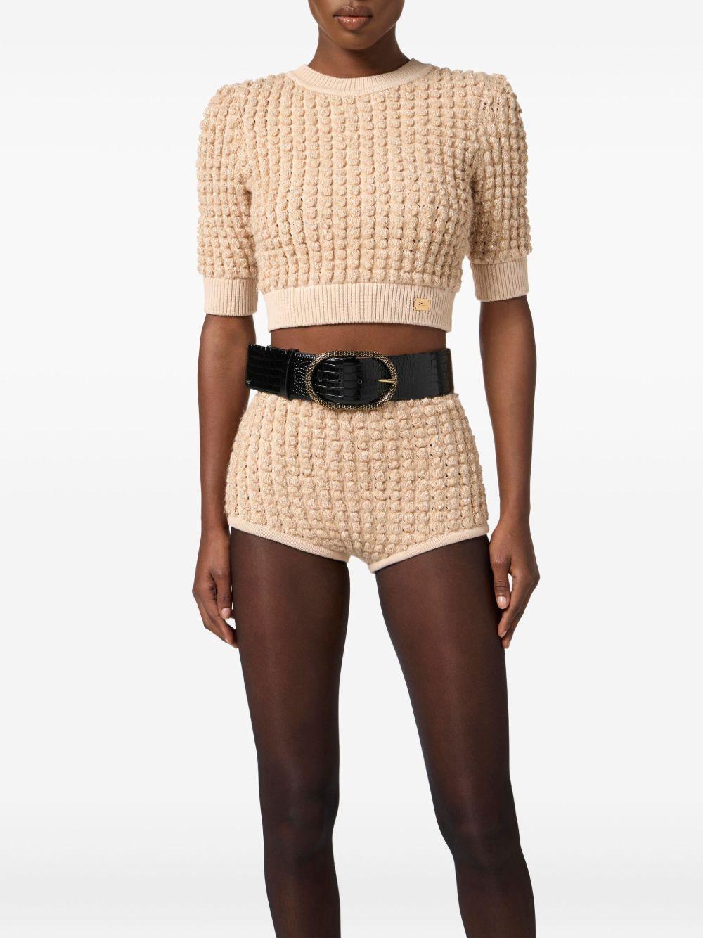 ELISABETTA FRANCHI Cintura effetto coccodrillo in pelle nera 