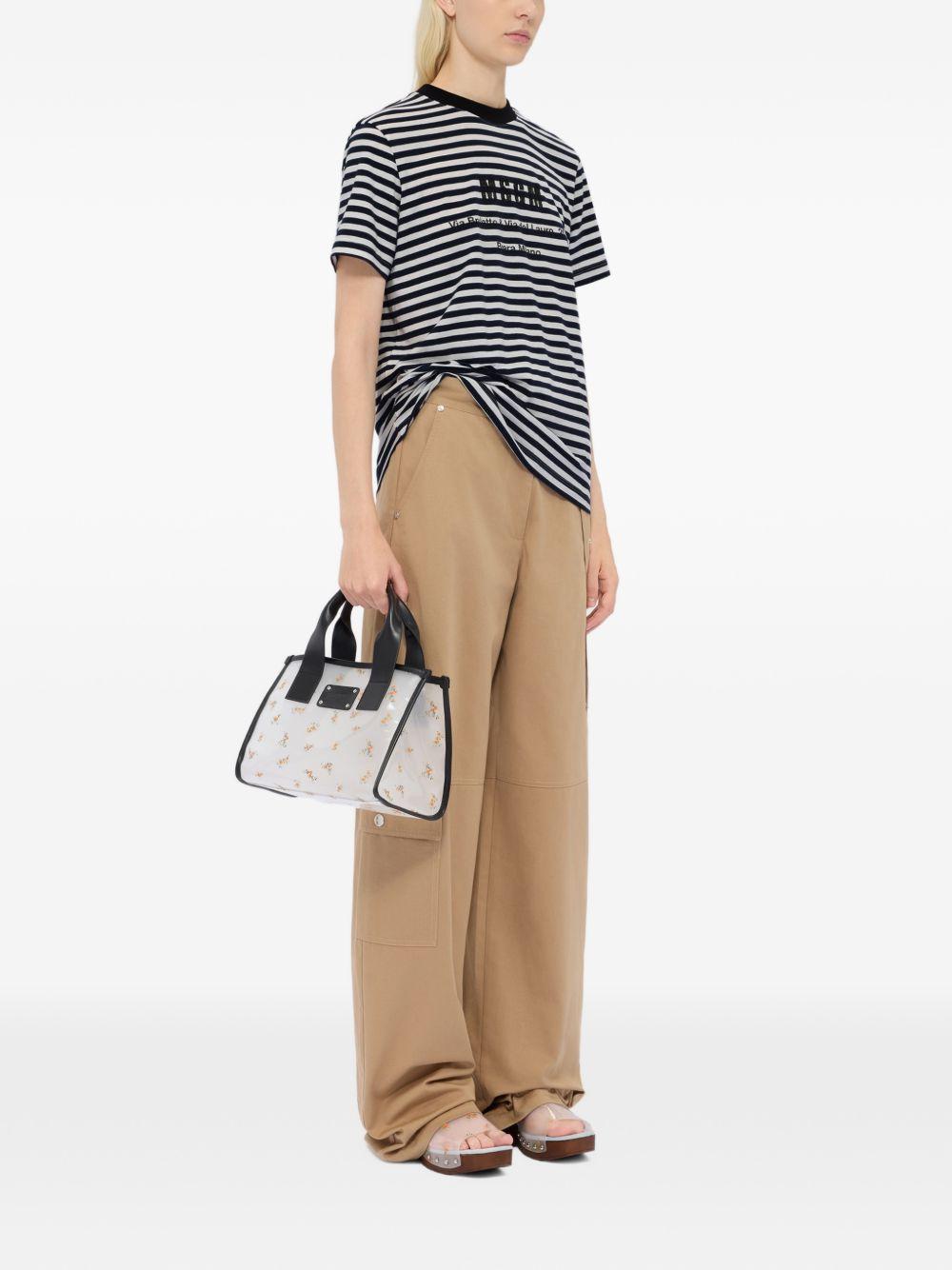 MSGM T-shirt in cotone a righe bianche e blu 