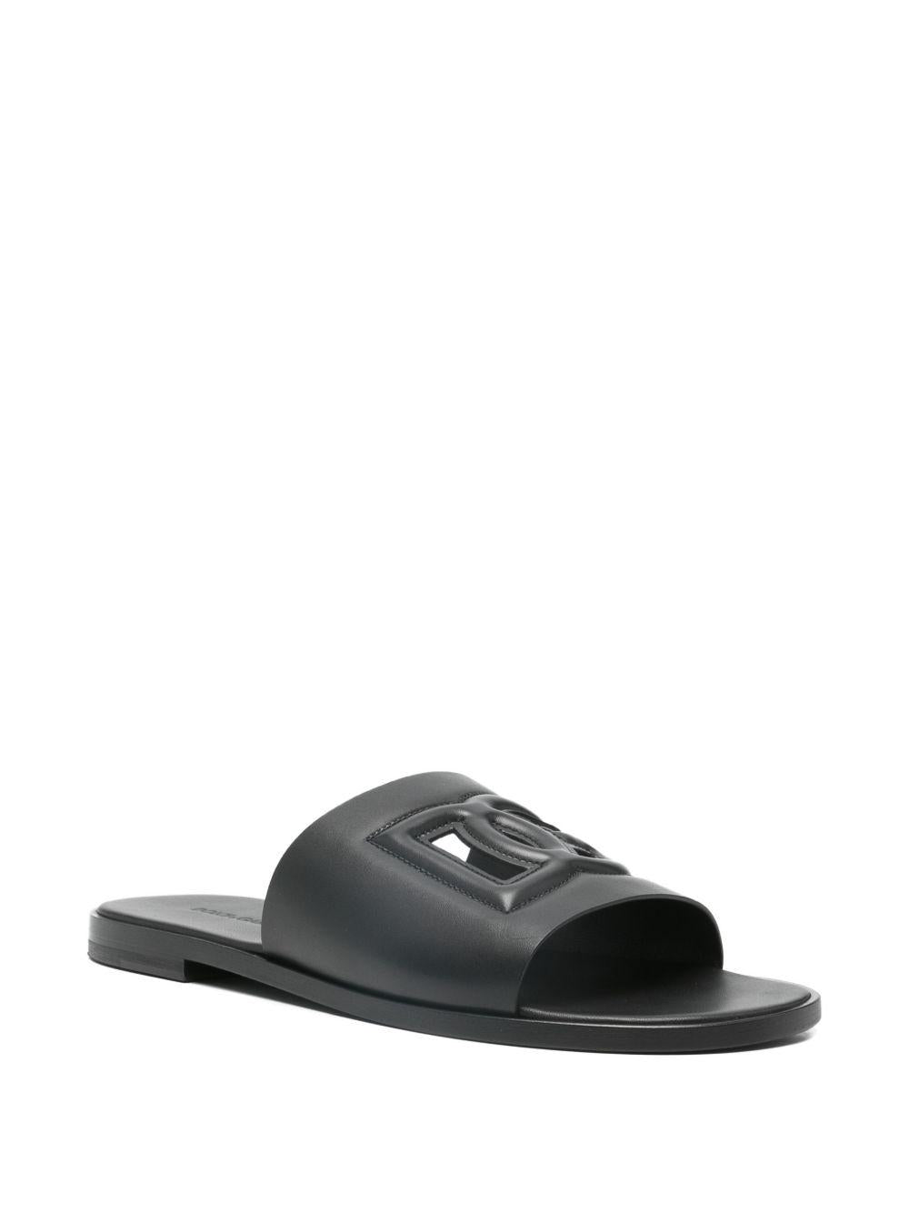 DOLCE e GABBANA Ciabatte nere con logo DG 