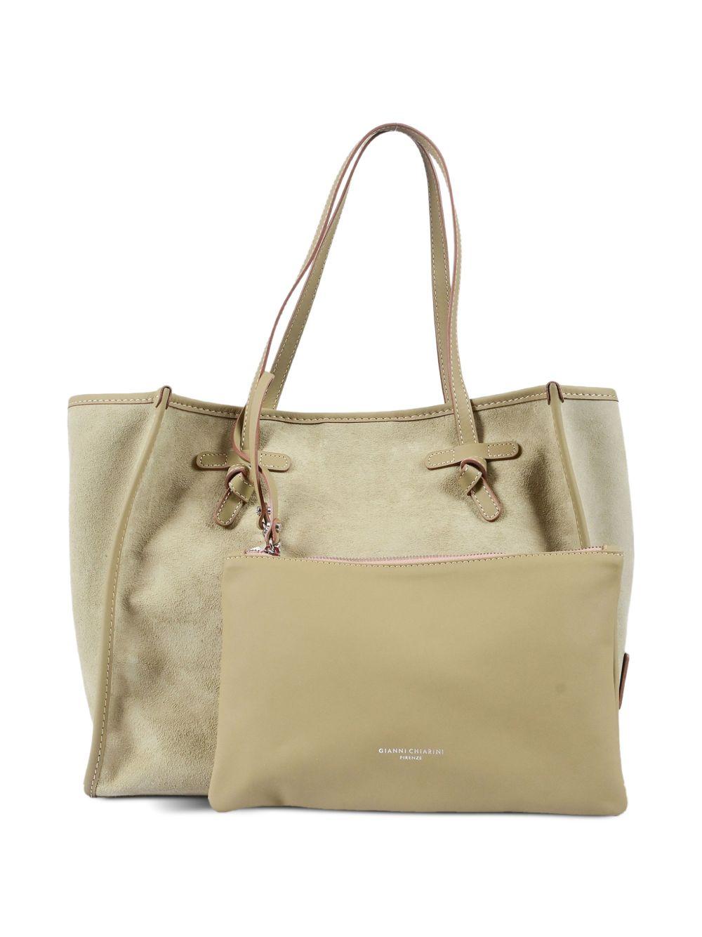 GIANNI CHIARINI Borsa shopping Marcella in camoscio verde chiaro 