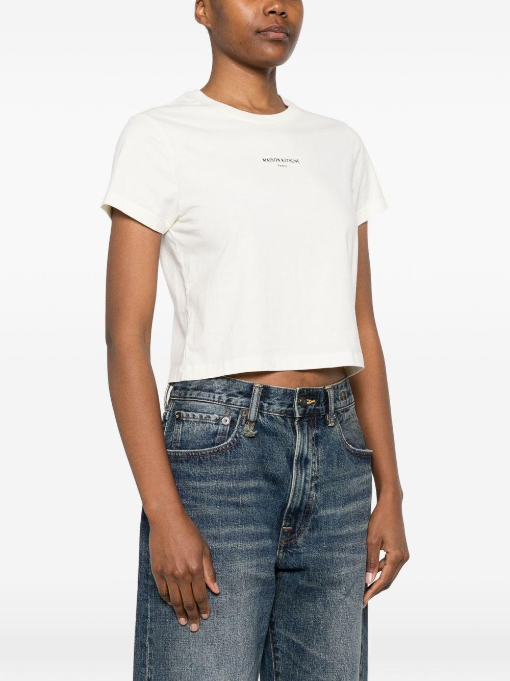 MAISON KITSUNE T-shirt con logo ricamato bianca 