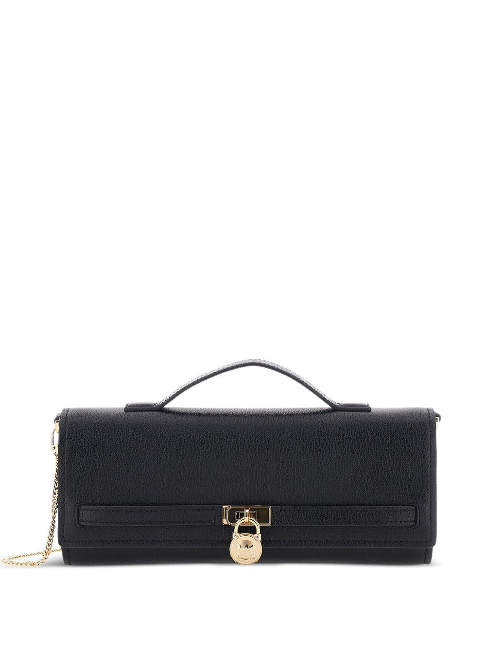 MICHAEL KORS Clutch 'Hamilton Moderne' in pelle nera con lucchetto 