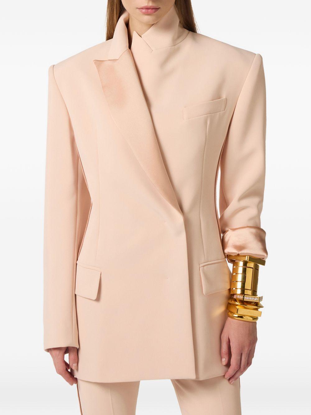 ELISABETTA FRANCHI Blazer strutturato doppiopetto rosa cipria 