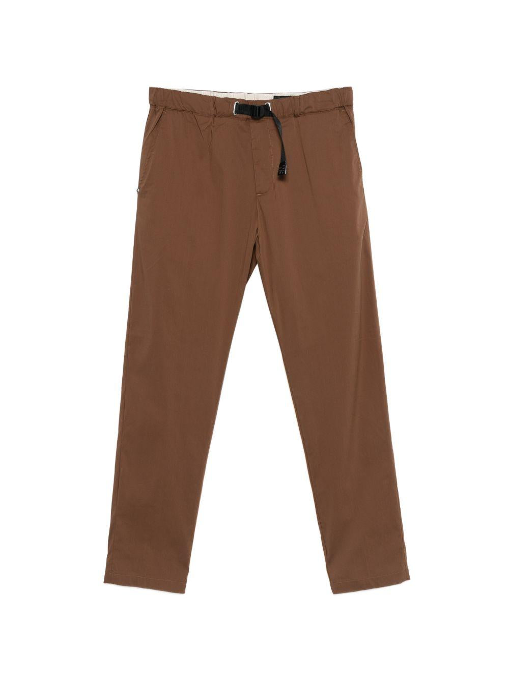 WHITE SAND Pantaloni in cotone marrone con cintura nera 