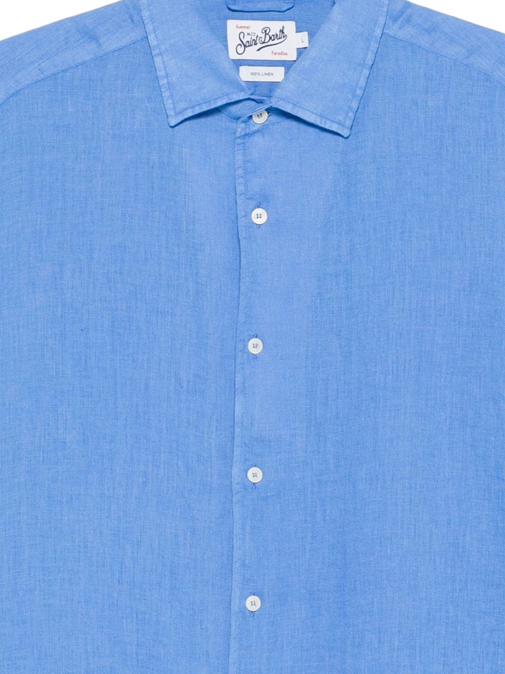 MC2 SAINT BARTH Camicia in lino Raphael azzurra 