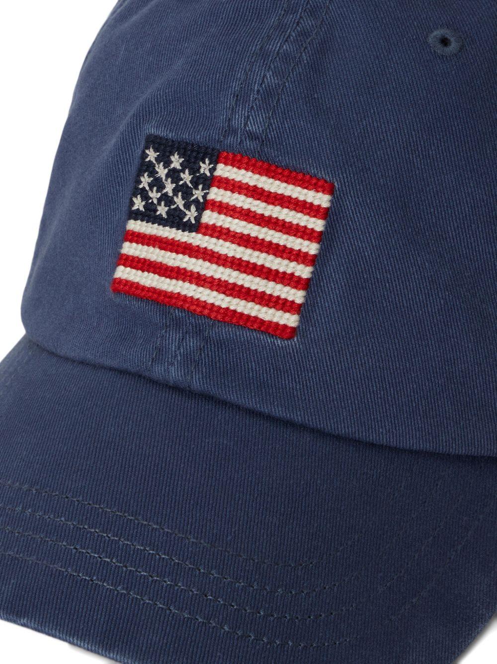 POLO RALPH LAUREN Cappello da baseball in cotone blu con bandiera 