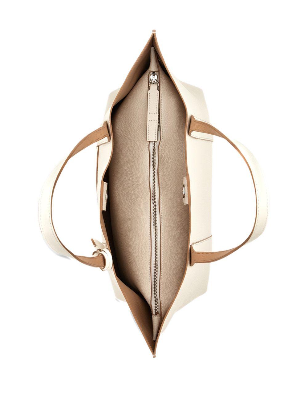 HOGAN Borsa shopping Script Media in pelle avorio 