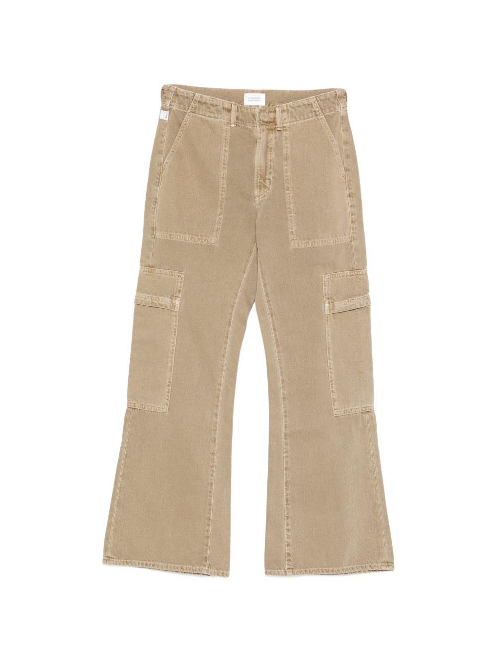CITIZENS OF HUMANITY Jeans Clina a zampa beige con tasche 