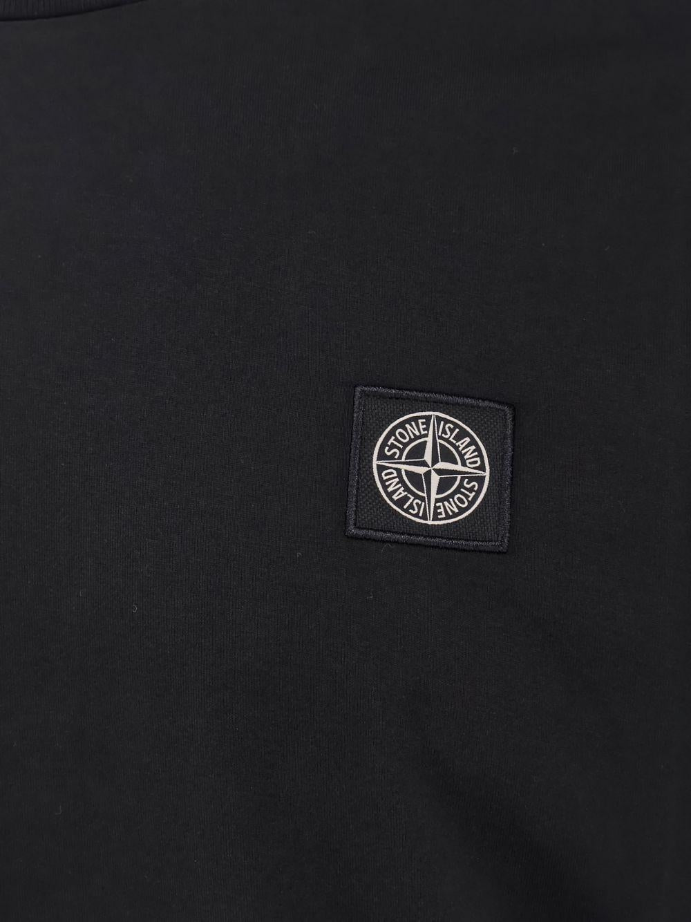 STONE ISLAND T-shirt in cotone nero con logo 