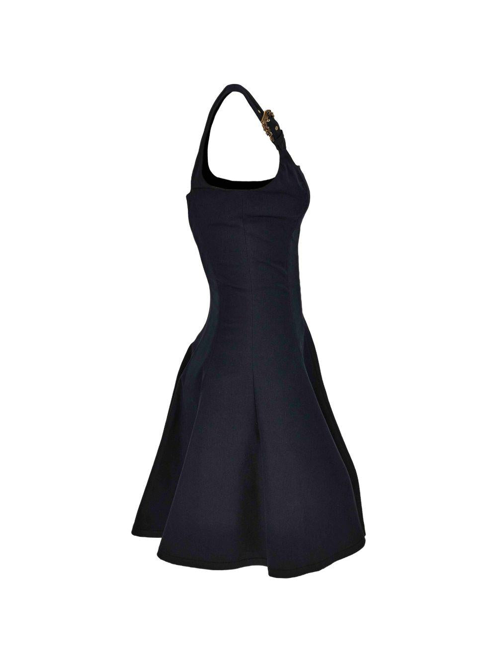 VERSACE JEANS COUTURE Abito corto nero con fibbie oro 