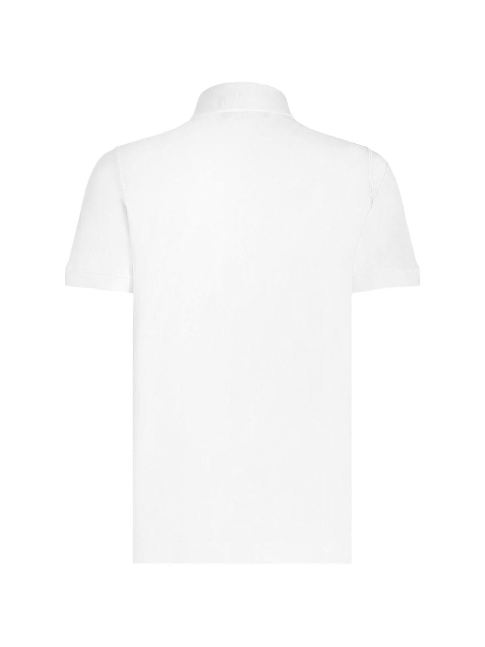 DOLCE e GABBANA Polo in cotone bianco con etichetta logo 