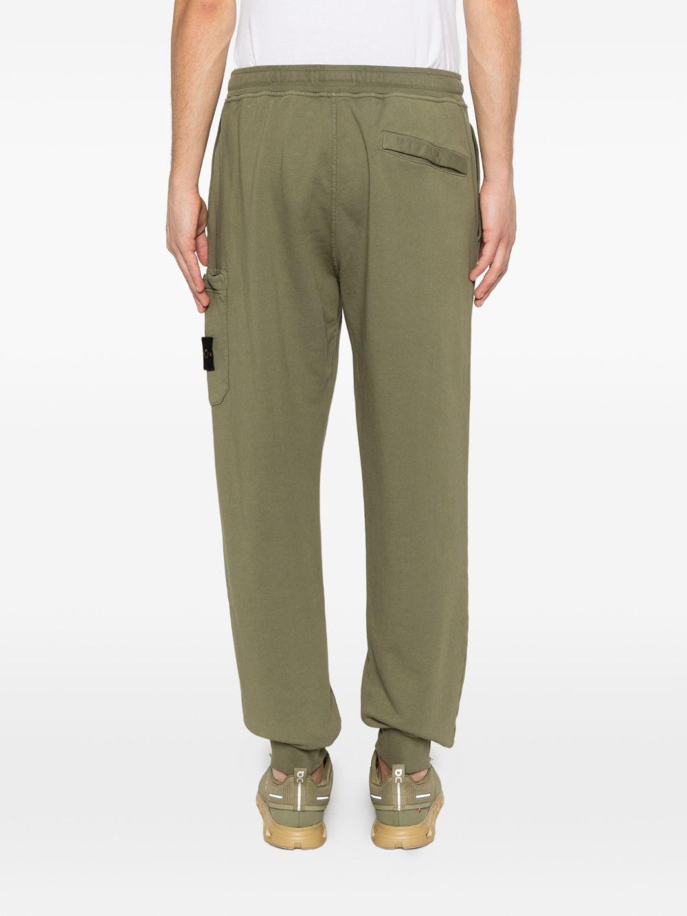 STONE ISLAND Pantaloni in cotone verde con patch logo e tasca 