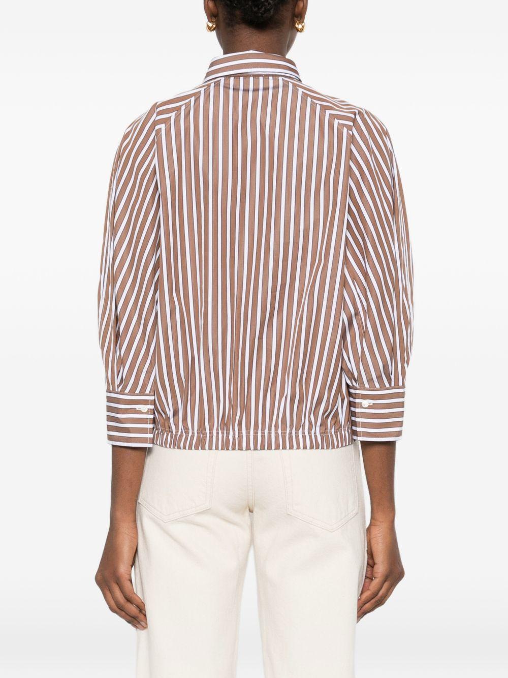 BRUNELLO CUCINELLI Camicia a righe marrone e bianco in cotone 