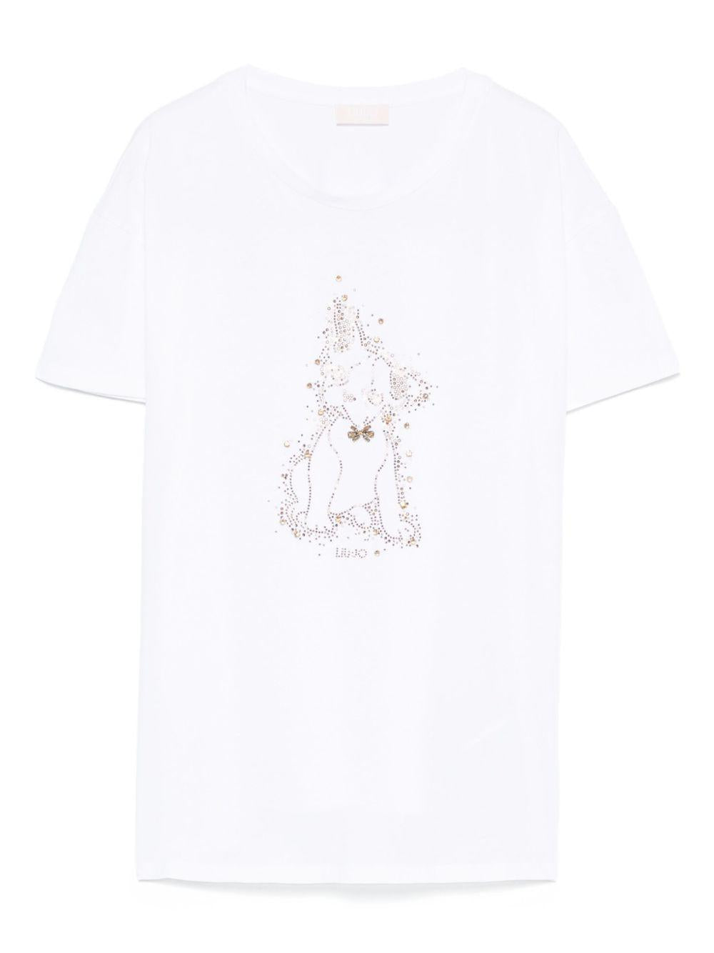 LIUJO T-shirt girocollo con strass 