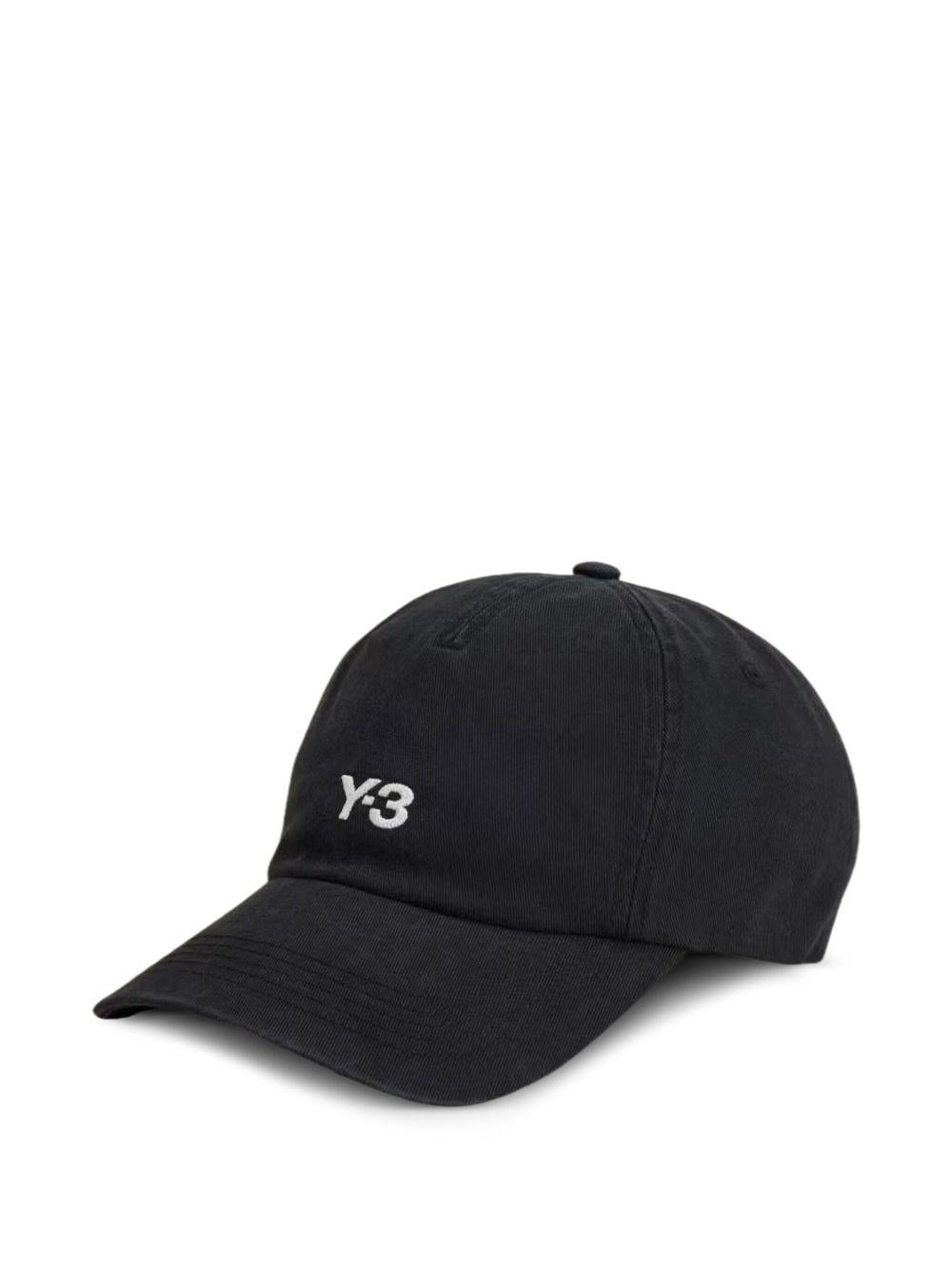Y3 Cappello baseball in cotone nero con logo 