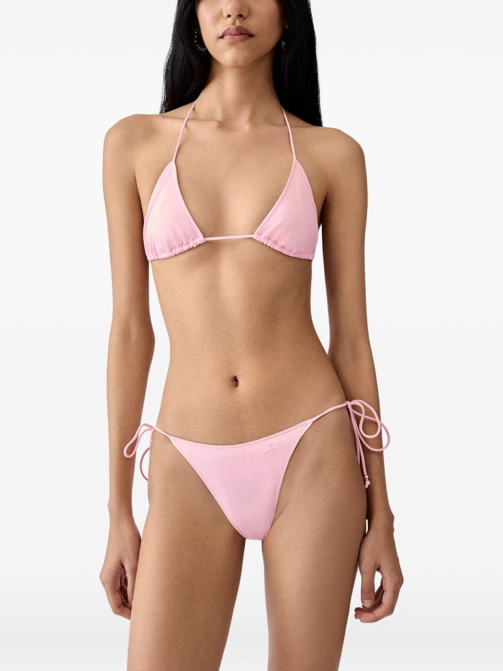 JACQUEMUS Slip bikini Triangle rosa con perline 