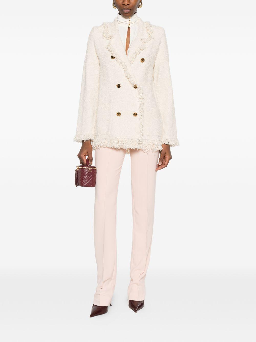 ELISABETTA FRANCHI Giacca blazer doppiopetto con frange 