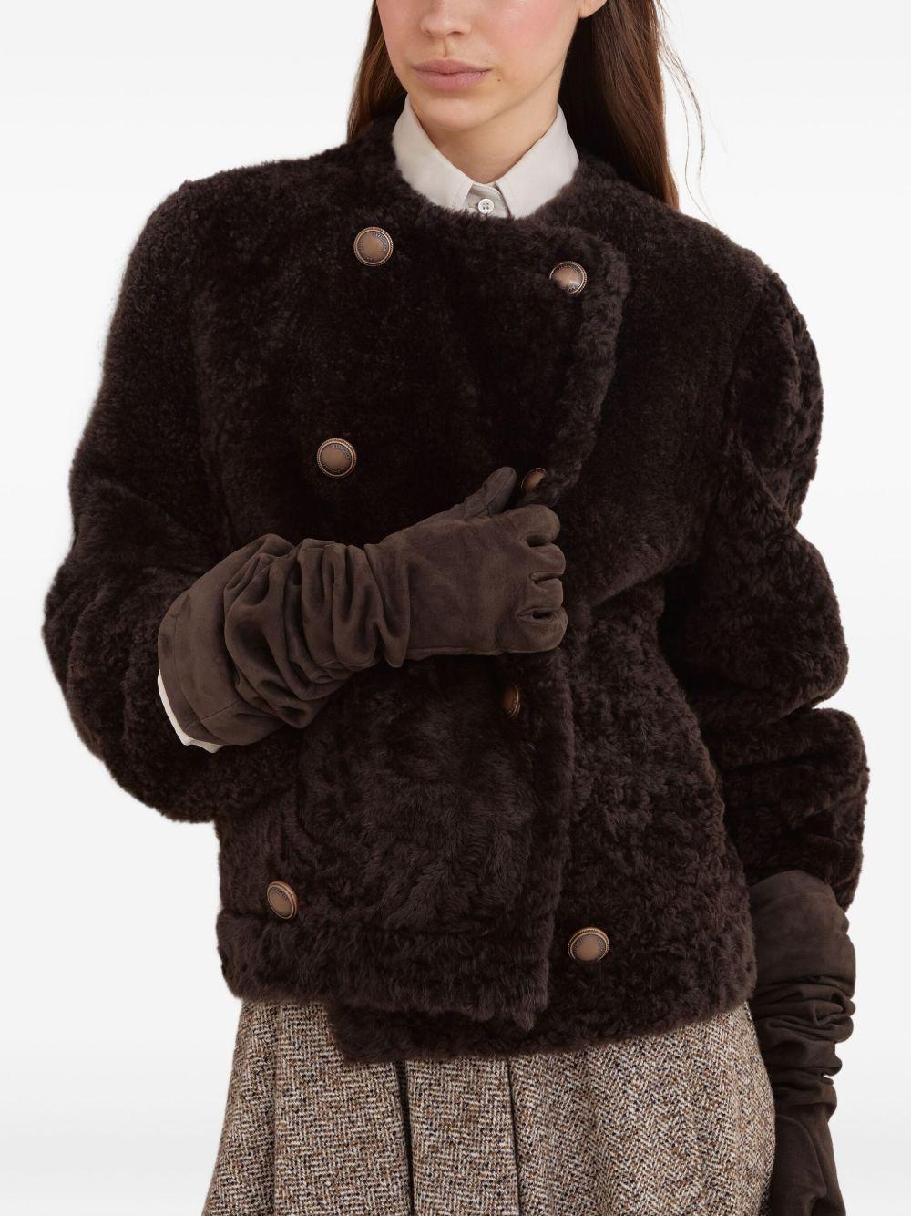BRUNELLO CUCINELLI Caban Crop reversibile in shearling 'Fuzzy' 