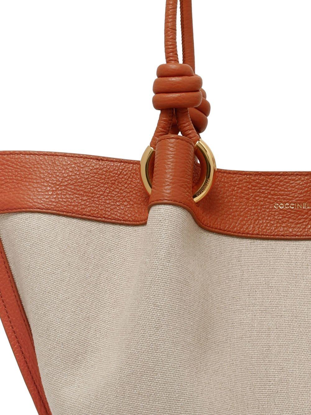 COCCINELLE Borsa a spalla in lino ed ecopelle 