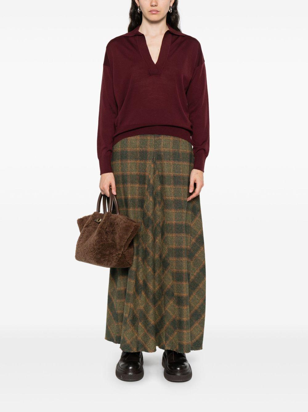 ALPHA STUDIO Maglia bordeaux con colletto polo e scollo a V 