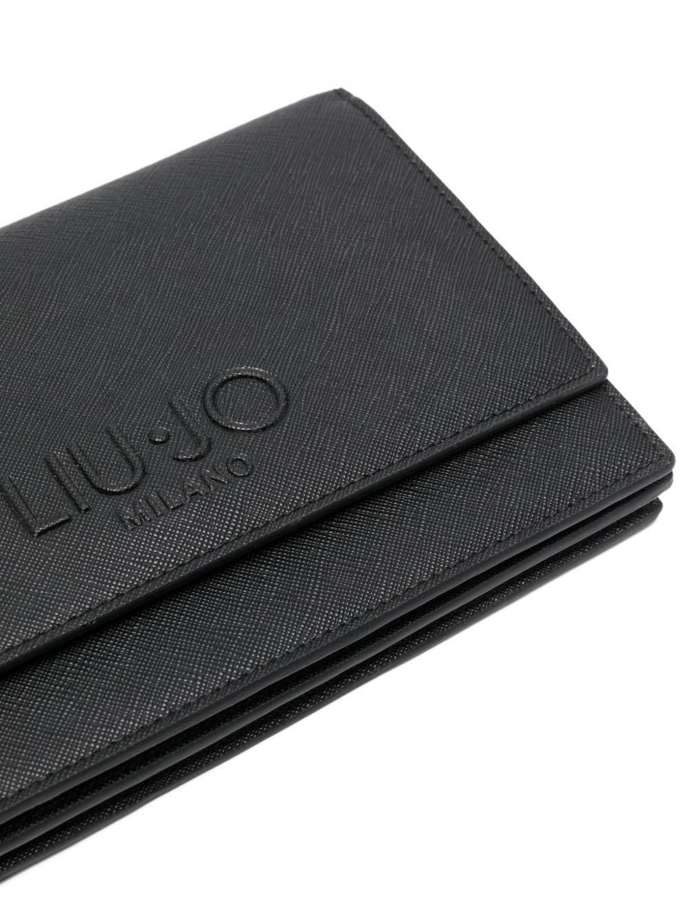 LIUJO Borsa nera a tracolla con dettagli dorati e logo impresso 