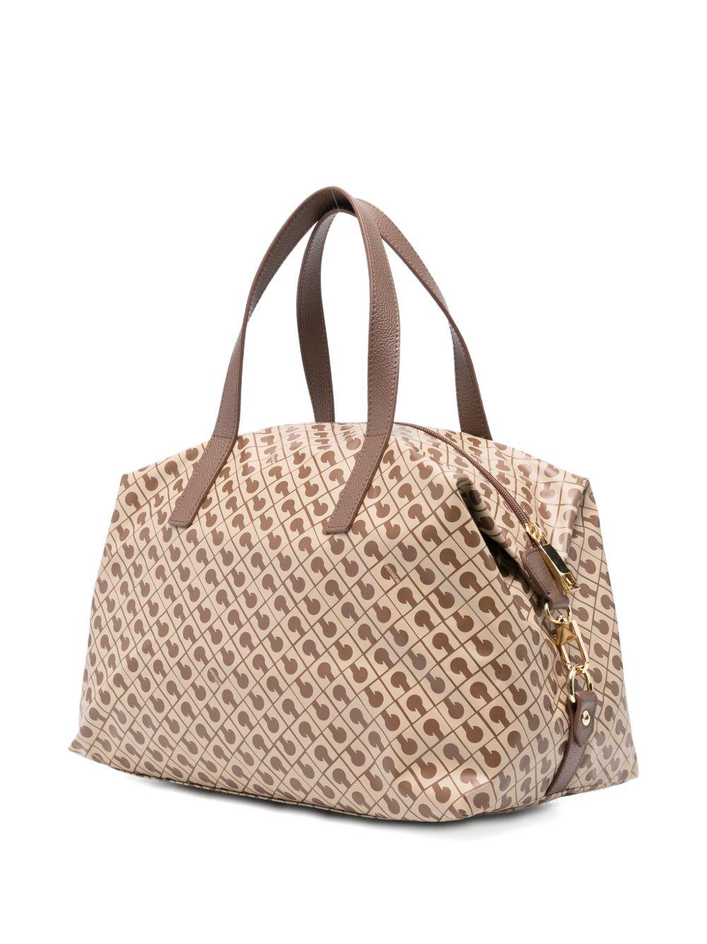 GHERARDINI Borsa a spalla Softy Tabacco con logo all-over marrone 