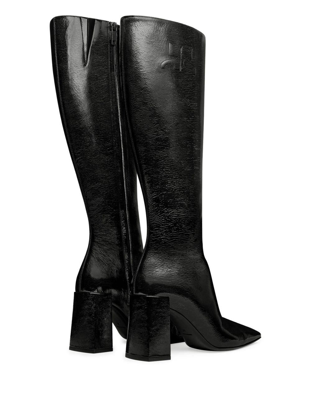COURREGES Stivale in pelle con tacco nero 