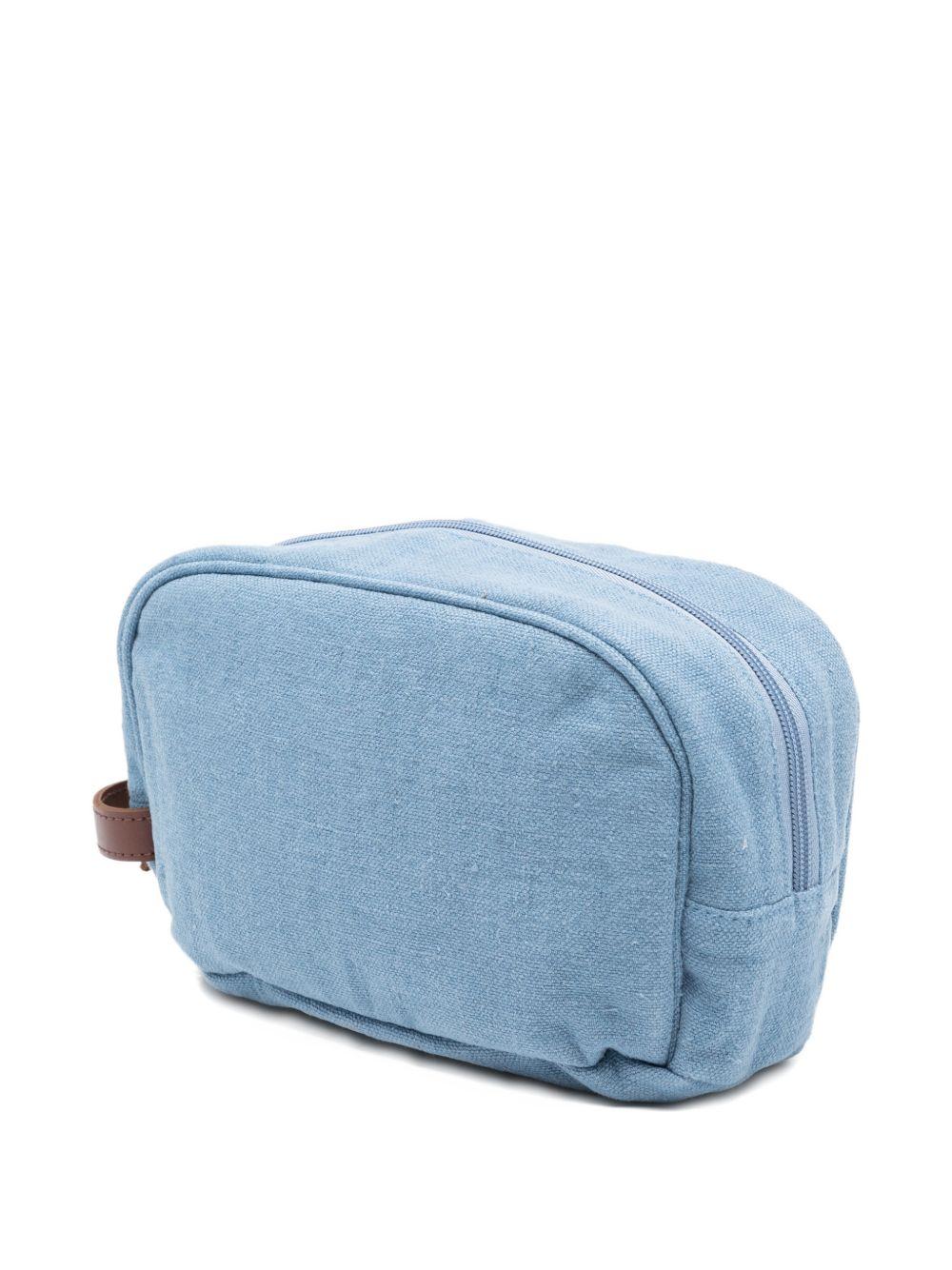 MC2 SAINT BARTH Beauty Case Westwood in lino blu denim con logo 