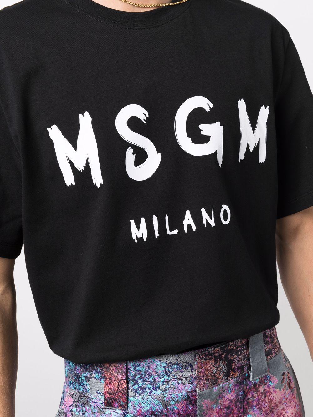 MSGM T-shirt in cotone nero con logo 