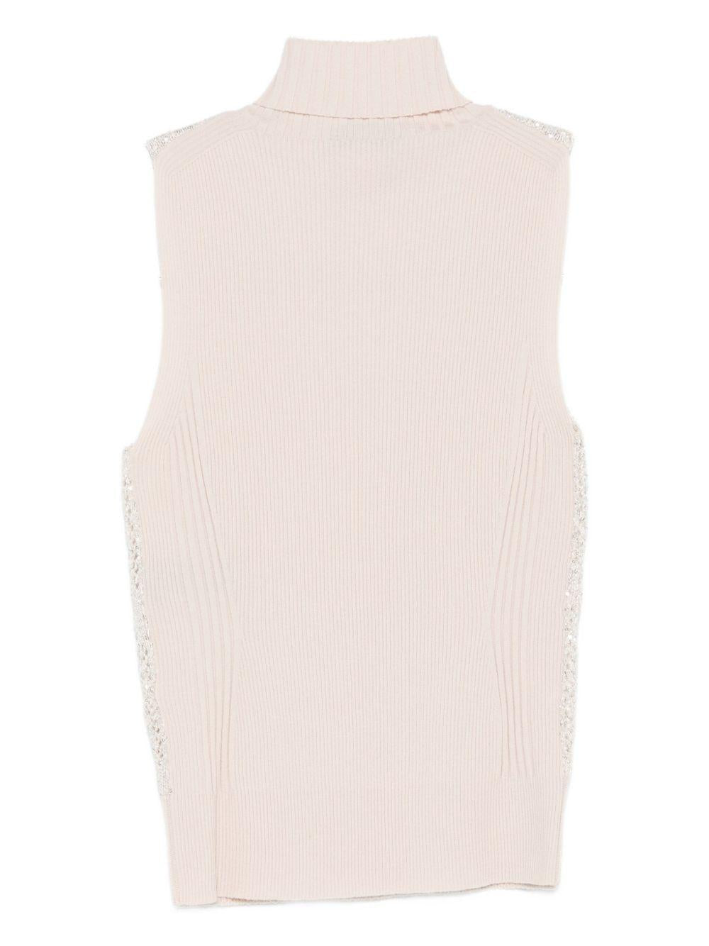 D EXTERIOR Top collo alto con paillettes a rombo 