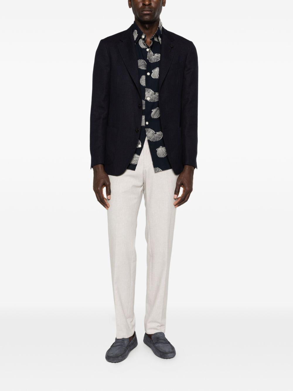 LARDINI Blazer blu notte con spilla 