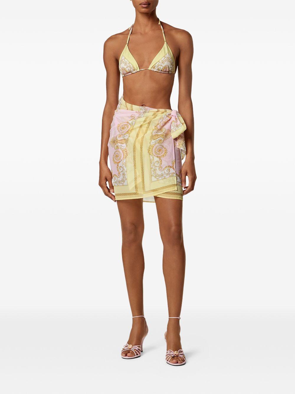 VERSACE Pareo con stampa Barocco oro e rosa 