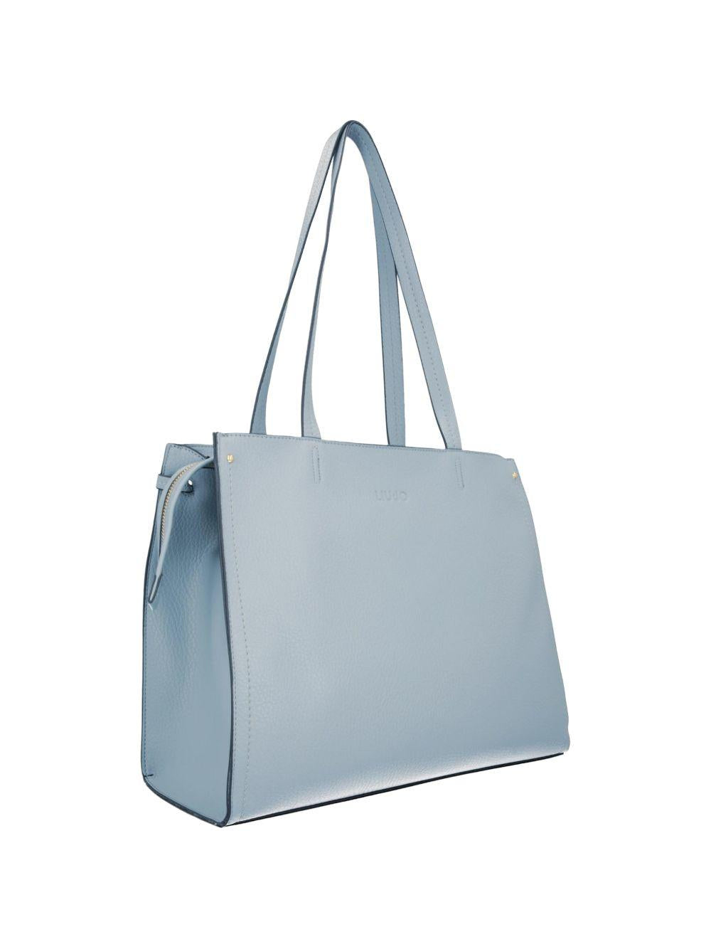 LIUJO Borsa a mano azzurro con logo impresso 
