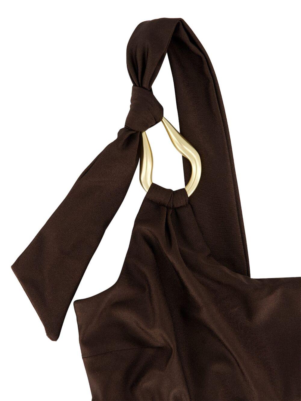 ZIMMERMANN Top bikini marrone monospalla 