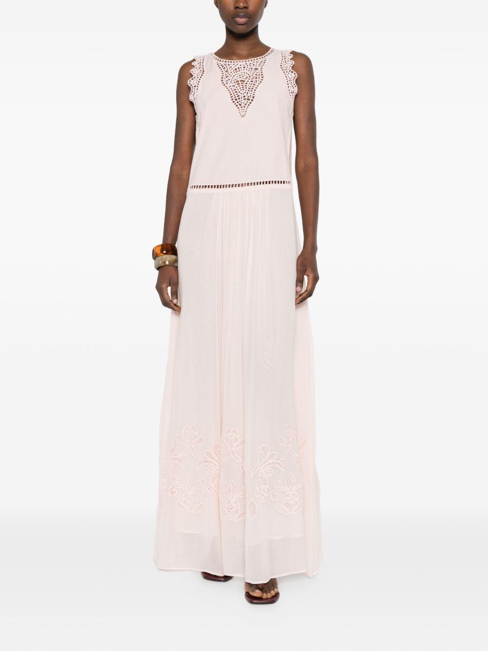 FORTE FORTE Abito My Dress con ricami in pizzo in cotone rosa 
