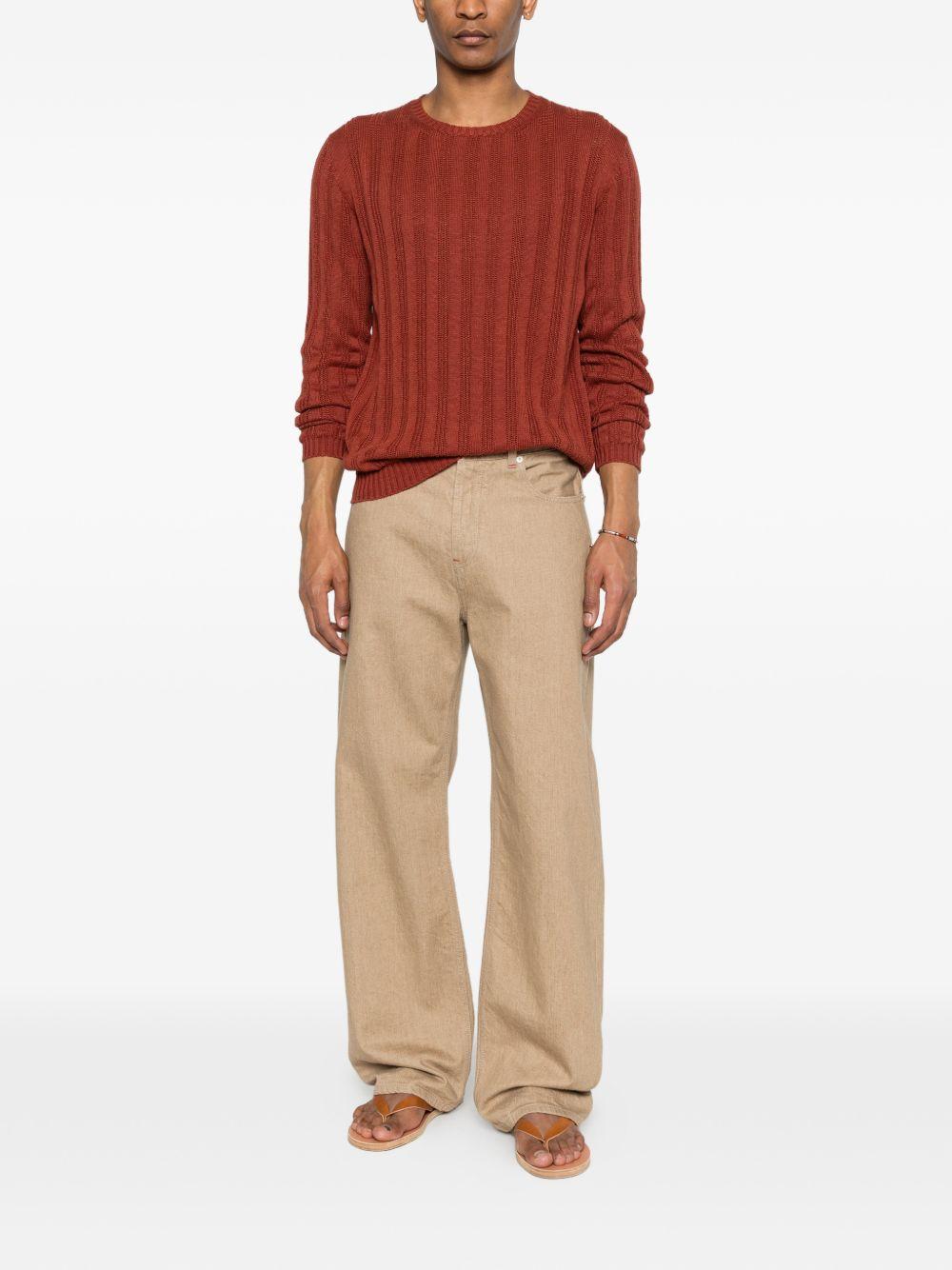 SCAGLIONE Maglia in lino e cotone rosso a righe 