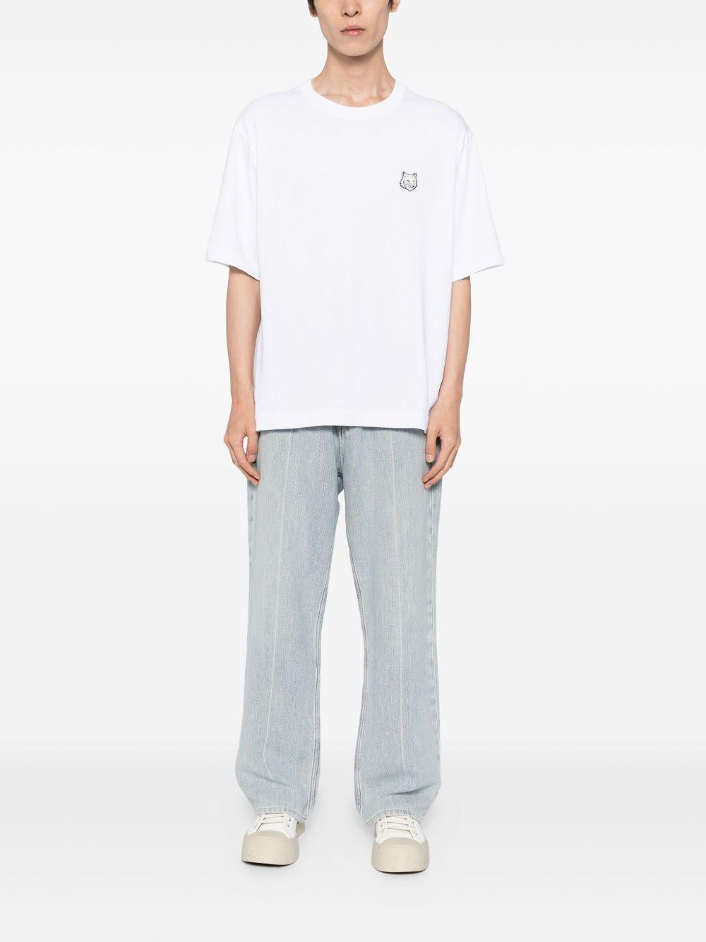MAISON KITSUNE T-shirt in cotone bianco con logo 