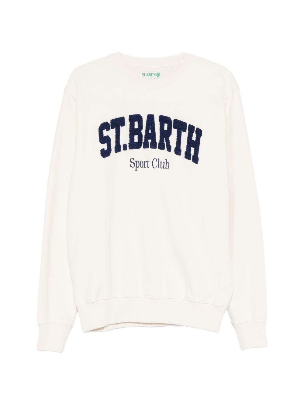 MC2 SAINT BARTH Felpa girocollo in cotone avorio con logo 