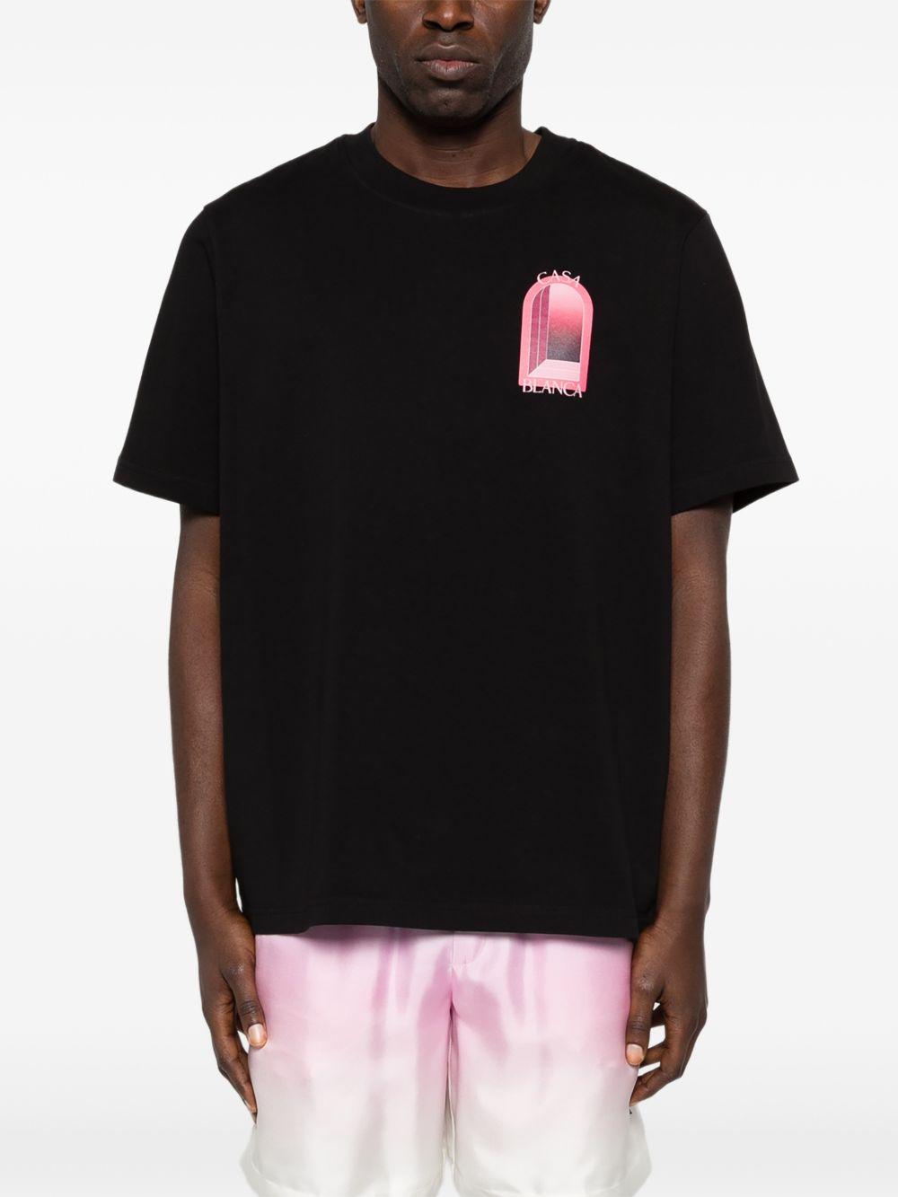 CASABLANCA T-shirt con stampa grafica in cotone nero 