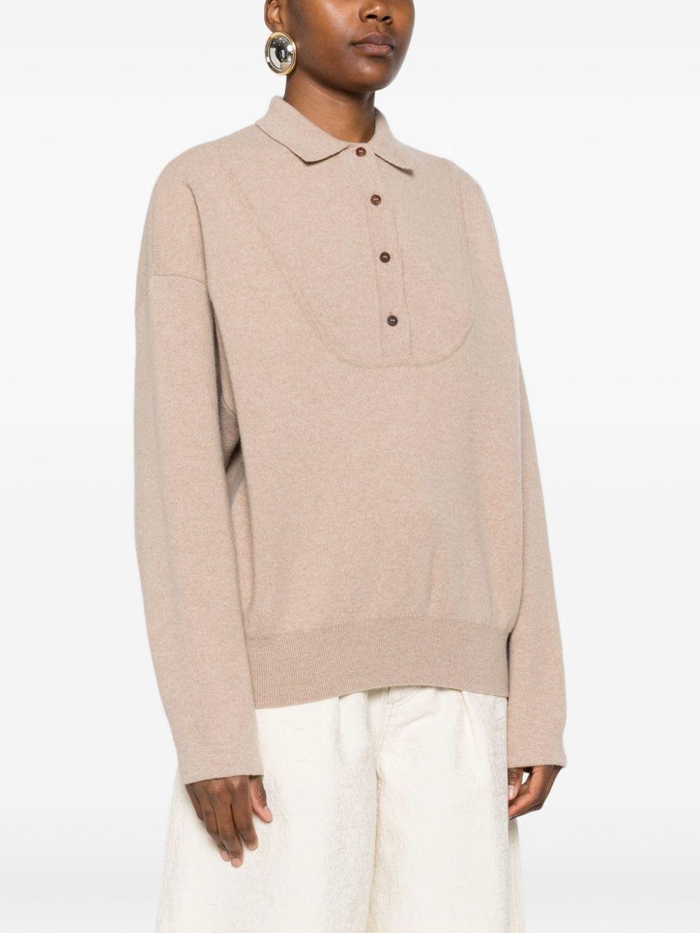 JACQUEMUS Polo 'Vareuse Pallone' in lana e cashmere beige 