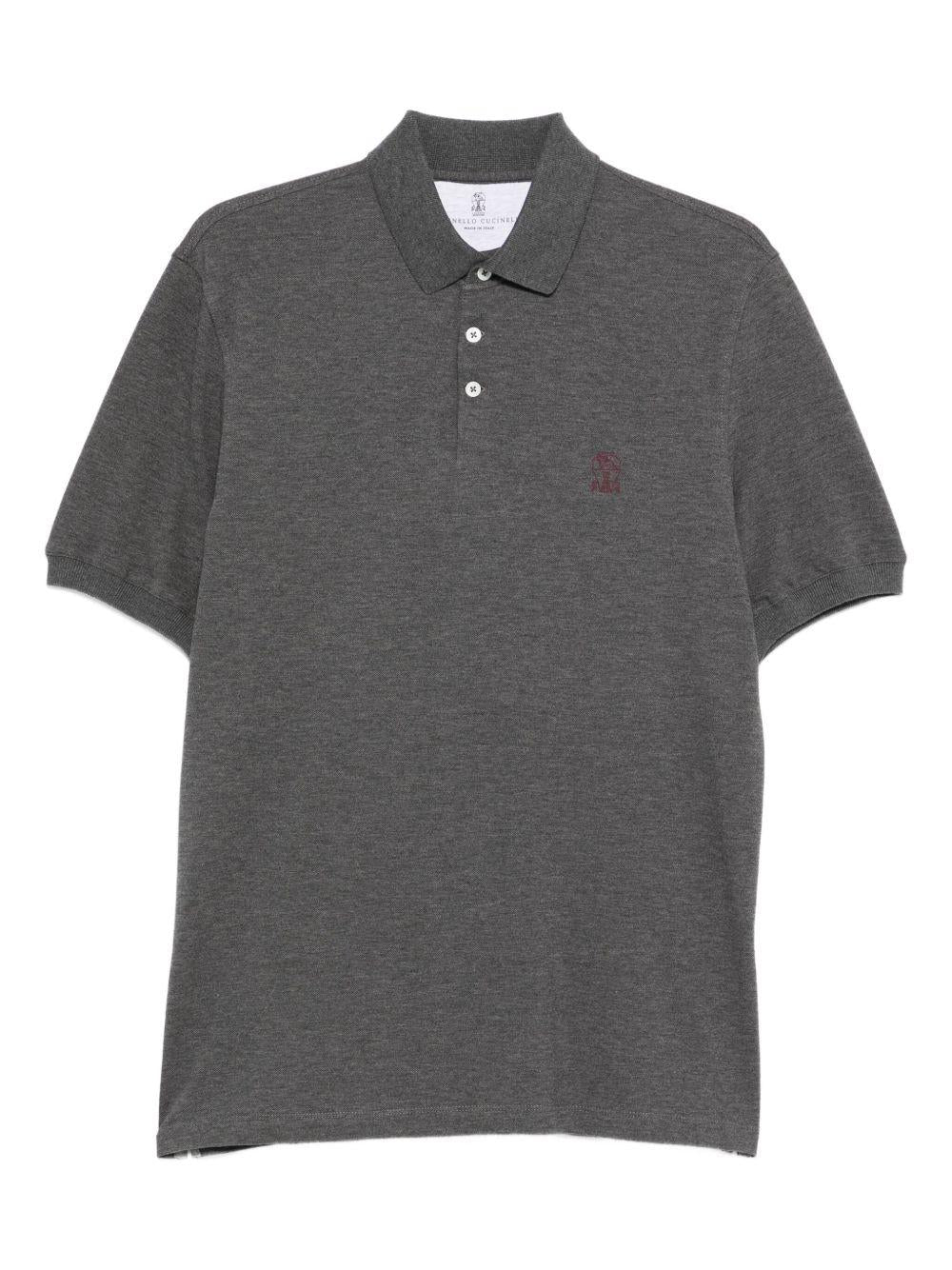 BRUNELLO CUCINELLI Polo a maniche corte in cotone grigio 
