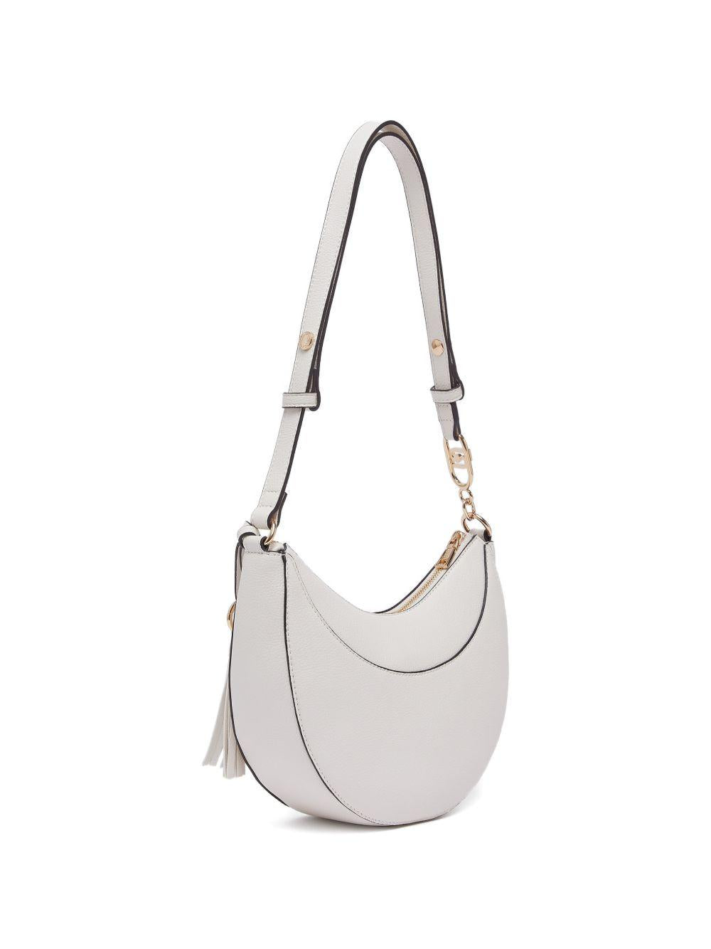 LIUJO Borsa hobo media bianco sporco con charm 