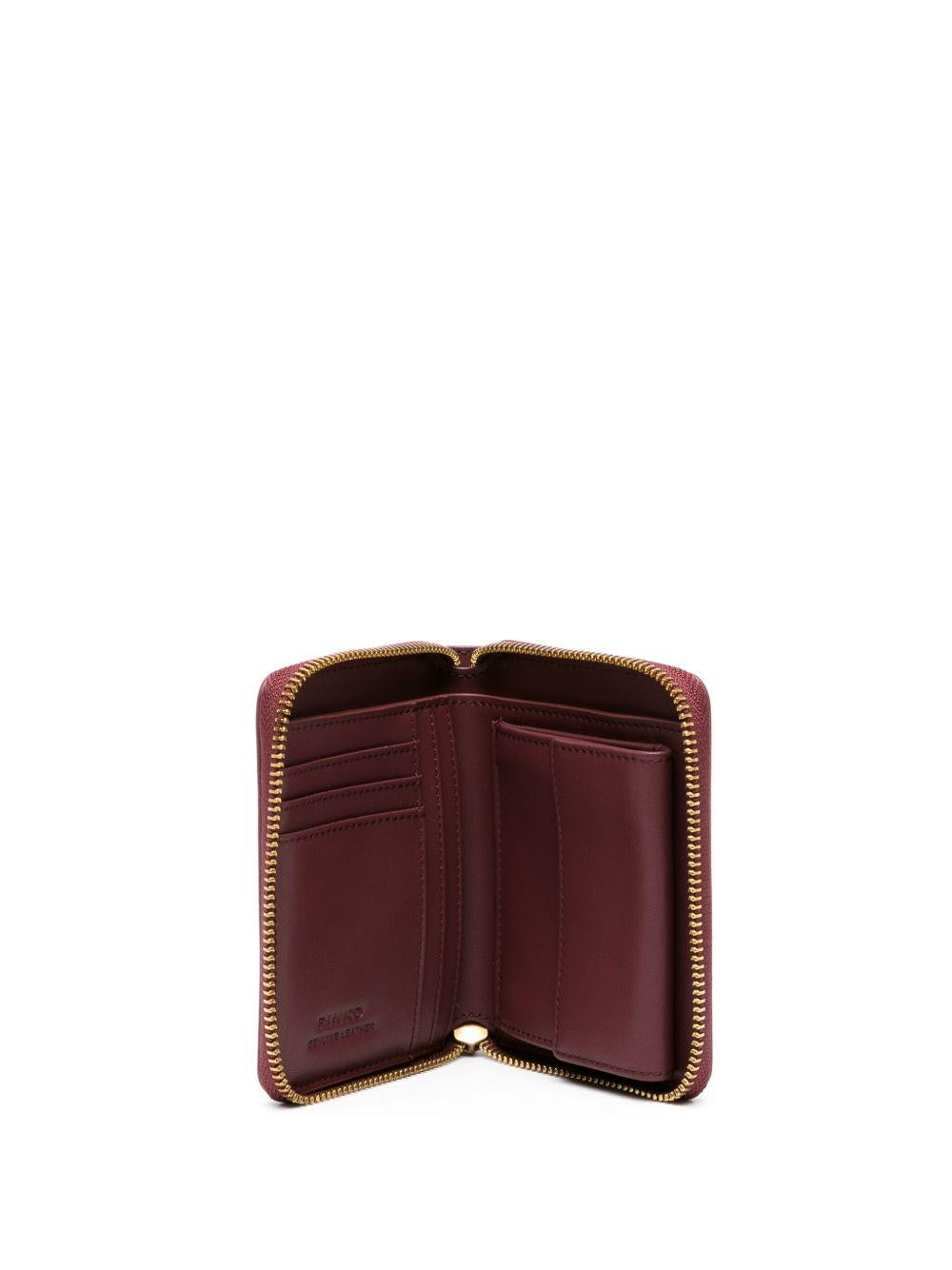 PINKO Portafoglio Taylor con zip in pelle color mattone 