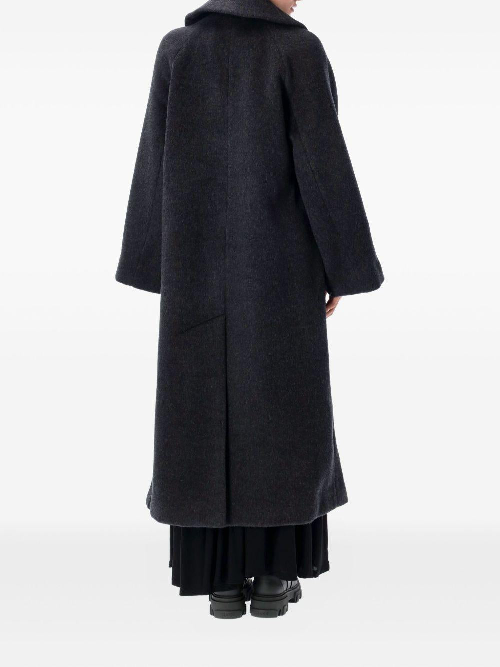 GANNI Cappotto midi double face in lana grigio 